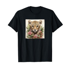 Leopard With Succulents Around Boho Style Graphic T-Shirt