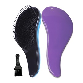 Detangling Hair Brush Set, 2-Pack, Purple and Blue, Professional Wet Hair Brush for Women, Men and Kids