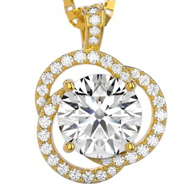 Moissanite Necklace for Women, 1ct 2ct 3ct, GRA Certified Rose Gold, Gold & Sterling Silver Swirling Moissanite Pendant Jewelry Gift for Her – Wife, Anniversary, Wedding, Valentine's Day, Birthday