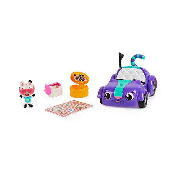 Gabbyâs Dollhouse, Carlita Toy Car with Pandy Paws Collectible Figure