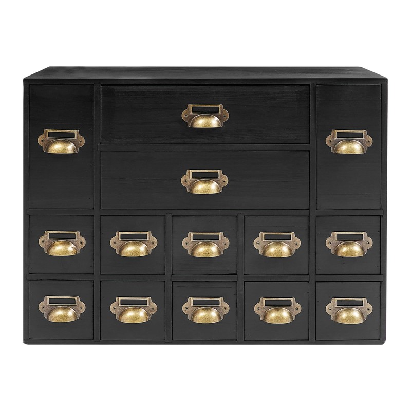 14 Drawers Apothecary Drawers Card Catalog Cabinet,Wooden Storage Box with