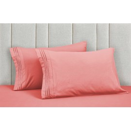 Mocassi Pillowcases 1800 Premium Hotel Quality - Easy Care, Smooth Weave, Wrinkle and Stain Resistant, Easy Slip-On, 2-Piece Set, Standard/Queen Pillowcase, Dusty Rose