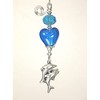 Silvery Dolphins and Starfish Blue Heart Glass Ceiling Fan Pull