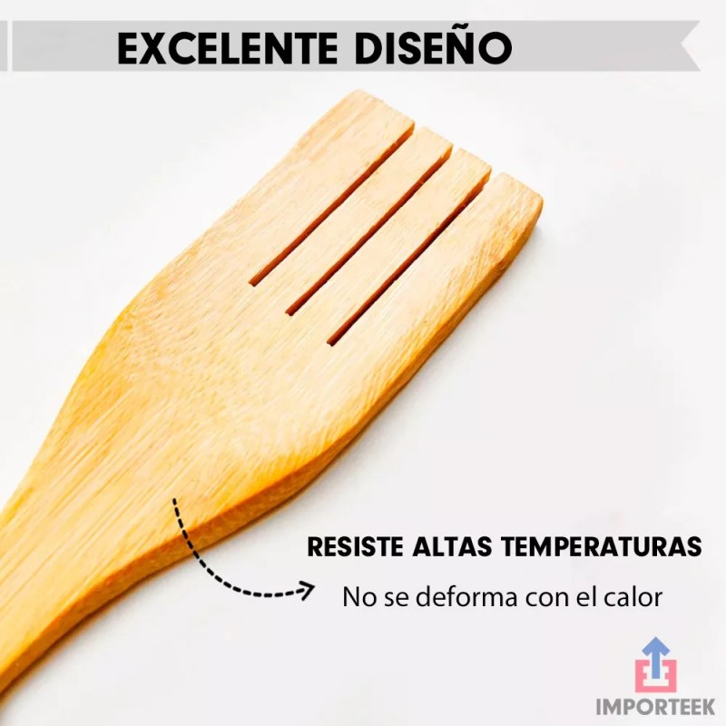 Importeek Set Utensilios Pala Espatula Cuchara Utensilios Cocina Bambu