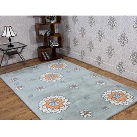 Hand Tufted Wool ECO-Friendly Area Rugs - 5'x7'6'', Rectangle Shape, Gray, Floral Modern Design, High Pile Thick Handmade Anti Skid Area Rugs for Living Room, Bed Room (K03107)