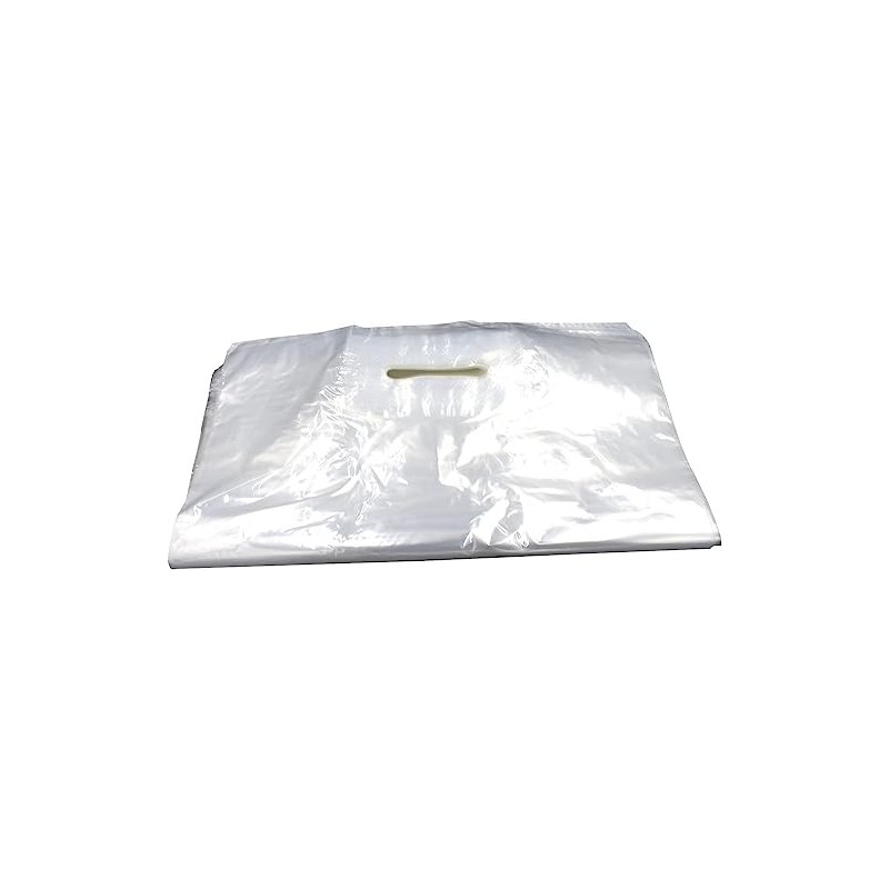 Reusable CLEAR Plastic Carrier Bags with Patch Handle - 38cm