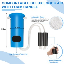 Kekoy Sock Aids for Putting Socks On and Off for Men and Women, Easy to Use Than Sock Aid Stocking Slider with Three-Finger, Sock Helper with Foam Handles for Disabled Aids, Elderly(Blue)