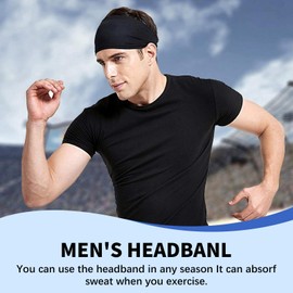 VARKAGE Pack of 5 Men's Sports Headbands, Sweatband Headband, Non-Slip Headband for Cycling, Fitness, Tennis, Running, Yoga, Hiking
