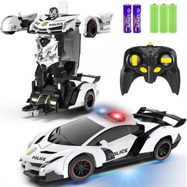 RC Car - Transformer, One Key Transform Flash Robot, 2.4Ghz 1:18 Scale Transformer Car Boys Kids Toys Gift with 360 Degree Rotation Drift Function:_black