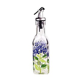 Grant Howard Hand Painted Square Cruet with Pourer, Blue Hydrangeas, 6 oz., Multicolor
