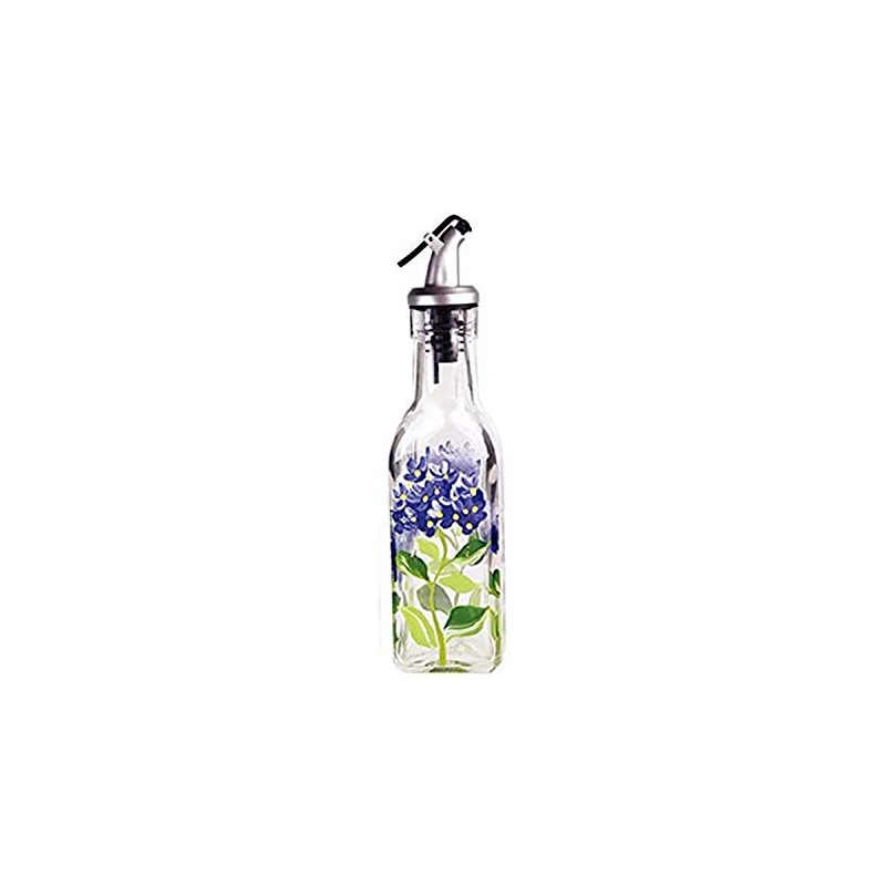 Grant Howard Hand Painted Square Cruet with Pourer, Blue Hydrangeas,