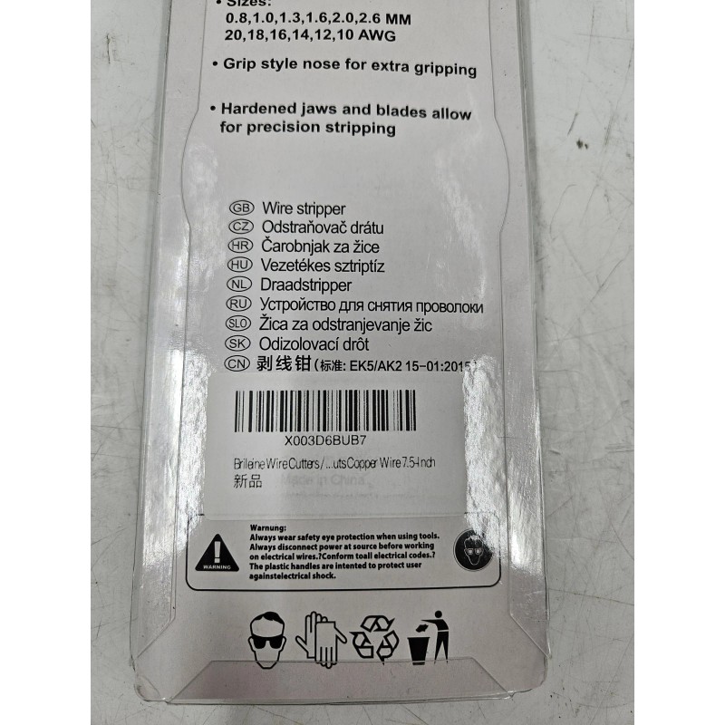 Pittsburgh 7.5" Wire Stripper Cutter WT-05 for 10 to 20