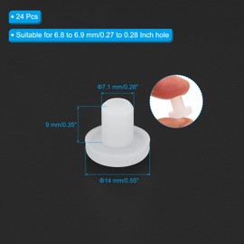 MECCANIXITY Silicone Rubber Solid Plug Soft Flexible Stoppers T-Shaped Silicone Plugs for 6.9 to 7.0mm Hole White 24 Pieces