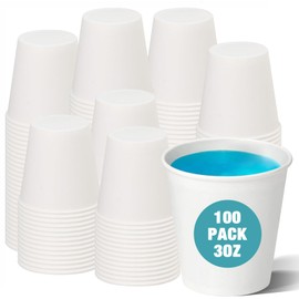 cuphug 100 Pack 3 oz Paper Cups - Disposable Bathroom Cups for Mouthwash, Rinsing, & Dental Care | Also Ideal as Small Coffee Cups, Espresso Cups | Sturdy Paper Construction, Leak Resistant