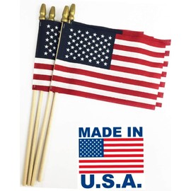 GIFTEXPRESS Proudly MADE IN U.S.A. 8x12 Inch Spearhead Handheld American Stick Flags /Grave marker American Flags/USA Stick Flag (12)
