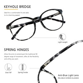 LAMBBAA Vintage Round Progressive Multifocal Presbyopic Glasses, Photochromic Gray Sunglasses for Men Women Readers (+0.00/+2.50 Magnification)