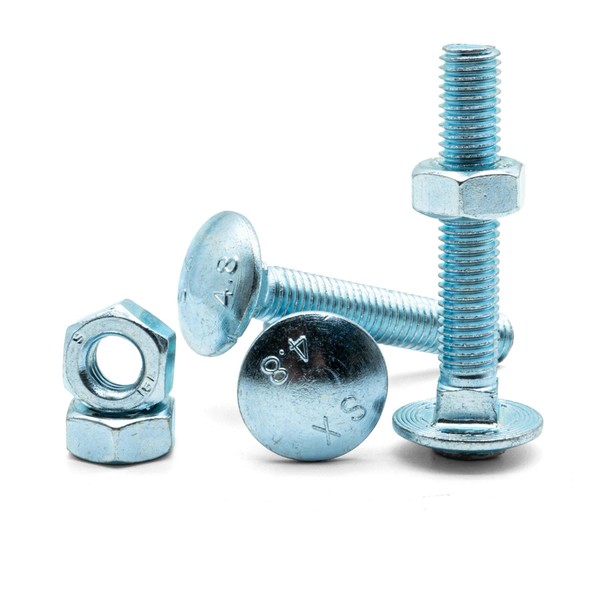Hippo Hardware M10 (10mm X 35mm) Carriage Cup Square Bolts Coach Screws with Hexagon Nuts Zinc Steel (Pack of 20)