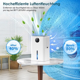 Dehumidifier, 63OZ Quiet Dehumidifiers for Home with Auto Shut Off, Auto Defrost, Timer, Sleep Mode, 7 Color Light Portable Small Dehumidifier for Bedroom,Bathroom,Basement, Closet, RV (1800ML)