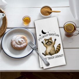 Elefeltclave Funny Raccoon Kitchen Towels, Gifts for Raccoon Lovers Dish Tea Towels for Kitchen Decor, Sarcastic Quote Trash Panda Decorative Hand Towel for Bathroom Decor, 16x24 Inch