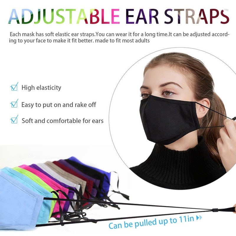 PAGE ONE Reusable Cloth Face Masks Washable Adjustable Breathable Cotton