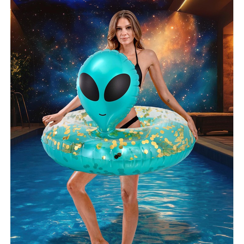 POZA Inflatable Alien Pool Float Tube - Heavy Duty Vinyl