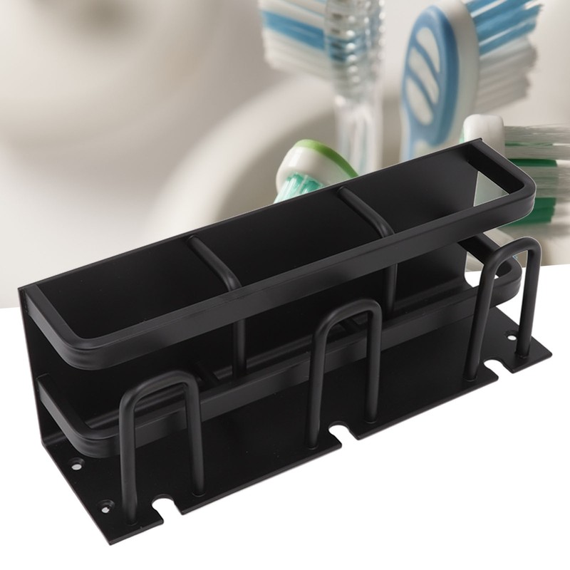 Toothbrush Holder Space Aluminum Rust Prevention Black Toothbrush Storage Rack