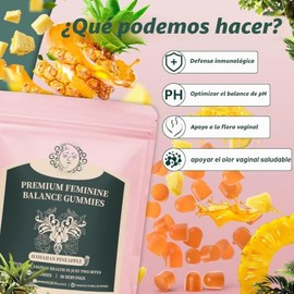Gomitas Feminine Balance para mujeres suplemento premium para el equilibrio del pH femenino, salud intestinal y refuerzo inmunitario. Sabor a pia...  