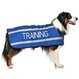 TRAINING (Dog In Training/Do Not Disturb) Blue Colour Coded S M L Reflective Waterproof Fleece Lined Warm Dog Coats PREVENTS Accidents By Warning Others Of Your Dog In Advance (M-L)