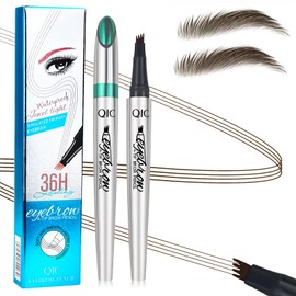 LALASTYLE 2PCS Eyebrow Pencil,Magic Eyebrow Pencil with 4 Fork Tip,Microblading Eyebrow Pen for Natural Hair-Like Brows,Long-Lasting & Waterproof & Smudgeproof Eyebrow Pen(Dark Brown)