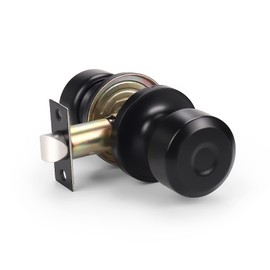 KNOBWELL 1 Pack Passage Door Knob for Hallway or Closet, Matte Black Interior Door Knobs, Non-Locking Door Handle Set Closet Door Knob, Hall & Closet Passage Lock