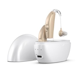 Hearing Aids for Seniors with Hearing Loss, Rechargeable Hearing Amplifiers with Noise Cancelling and Volume Control for Adults Women Men, Behind-The-Ear Hearing Aid （White)