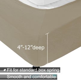 Box Spring Cover Queen Size - Jersey Knit & Stretchy Wrap Around 4 Sides Bed Skirt for Hotel & Home - Queen/Cal Queen, Taupe
