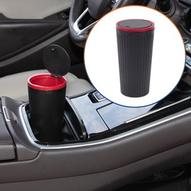 ACROPIX Car Trash Can Trash Bin Portable 3.5" Width 6.3" Height Red Plastic