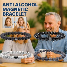 TACBSP TACBSP Glame Anti Alcohol Bracelet for Men Women Stop Drinking Alcohol Manifestation Hematite Adjustable Bracelet Set for Men Women Anxiety Stress Relief Gifts, Large, Alloy, no gemstone