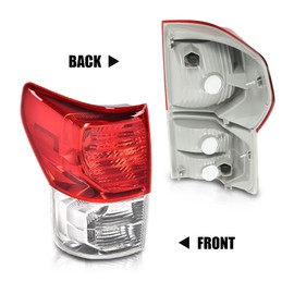G-PLUS Tail Lights Assembly w/o Bulbs Fit For Toyota Tundra 2007-2013 (2-Door Regular Cab/4-Door Extra Cab/4-Door Crew Cab) Rear Brake Lamps,Red Clear Lens Chrome Housing Left TO2800183 TO2800165