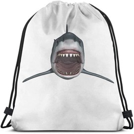 Richugui String Bag Big shark with open mouth Drawstring Bags Backpack Bag Sea Animal Fish Nature Ocean Gym Sack Drawstring Bag Yoga Bag for Men Women