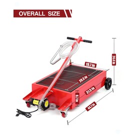 Low Profile Oil Drain Pan, 20 Gallon Electric Oil Drain Pan with Pump, Oil Change Pan with 110V Electric Pump, 8FT Hose & Folding Handle, Rolling Oil Drain Cart for Cars, Trucks, Buses, RVs