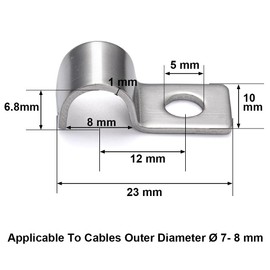 FamlTol Pack of 50 High Performance Single Hole Cable Clamps Metal Cable Holder Cable Clips for Cable Flush-Mounted Installation Diameter 8 mm