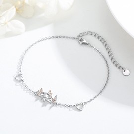 Axolotl/Panda/Raccon/Girasol Pulsera para mujeres y niñas de plata de ley 925 ajustable You are My Sunflower Pulsera de muñeca joyería para hija, amigos, regalo de cumpleaños, Axolotl Size: 17mm,