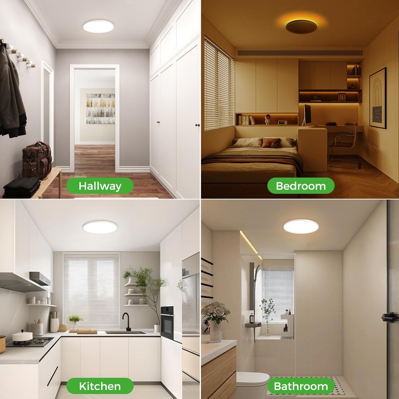 zemty 9 Inch LED Ceiling Light with Night Light 1800K,