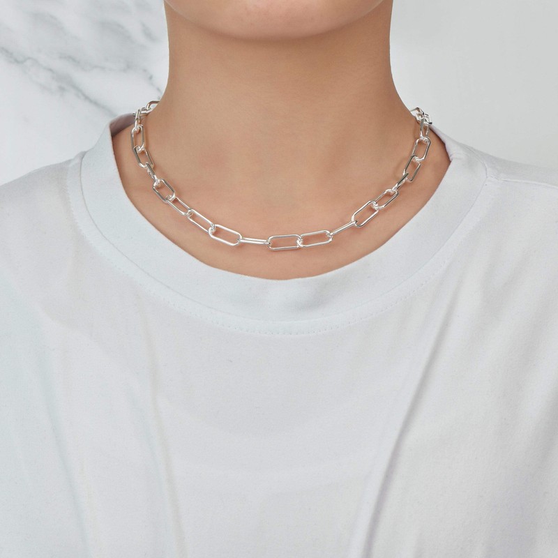 Philip Jones Silver Plated Paperclip Necklace