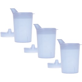 Horn Medical Pack of 3 250 ml Adult Sippy Cups / Drinking Aid Sets with Two Lids (Large & Small Opening) per Set - Choice of Colours (Transparent)