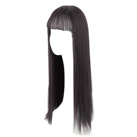 Remeehi Hair Piece, Bangs Wig, Partial Wig, Long Hair, Wig, 3D, Air Feel, Ultra Thin, Natural, Heat Resistant Wig, Artificial Scalp, Small Face Effect, Aging, Neat, Luscious, One-touch Extension, Straight/Natural Black, One Size Fits All