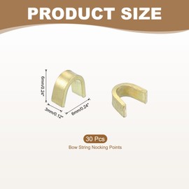 sourcing map Bow String Nocking Points 6x3x6 mm Bow String Measurement Tool Brass for Recurve Compound Bowstring Archery Accessories (Gold, Pack of 30)