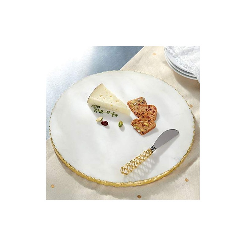 Mud Pie 4755024 Gold Edge Marble Set Serving Board, One