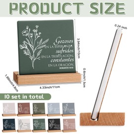 Roowest Roowest 10 Pcs Christian Desk Decor Inspirational Quotes Desk Decor Bible Verse Ceramic Sign Table Plaque with Wooden Stand Regalos Cristianos Para Mujer for Easter Women Mother's Day Church(Spanish)