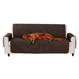 Furhaven Water-Resistant & Reversible Sofa/Couch Cover Protector for Dogs, Cats, & Children - Two-Tone Pinsonic Quilted Living Room Furniture Cover - Espresso/Clay, Sofa