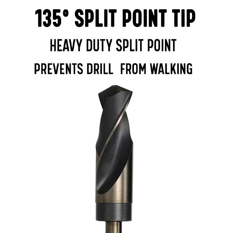 Drill America 1-1/4" Reduced Shank High Speed Steel Black &