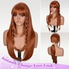 Long Layered Ginger Wig with Bangs Straight Synthetic Wig for