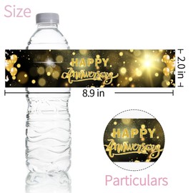 Maicaiffe Happy Anniversary Water Bottle Stickers, Wedding Anniversary Party Water Bottle Label, Birthday Party Decorations, Retirement Anniversary Party Stickers Supplies 32 Stickers